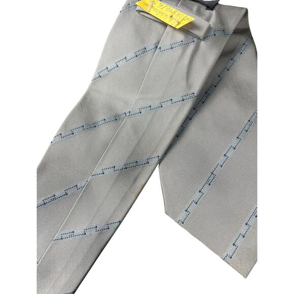 Gucci Made In Italy 100% Silk Pattern Tie Gray Blue - Picture 6 of 8